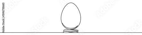 Continuous line drawing of an easter egg with a minimalist design. Vector illustration.