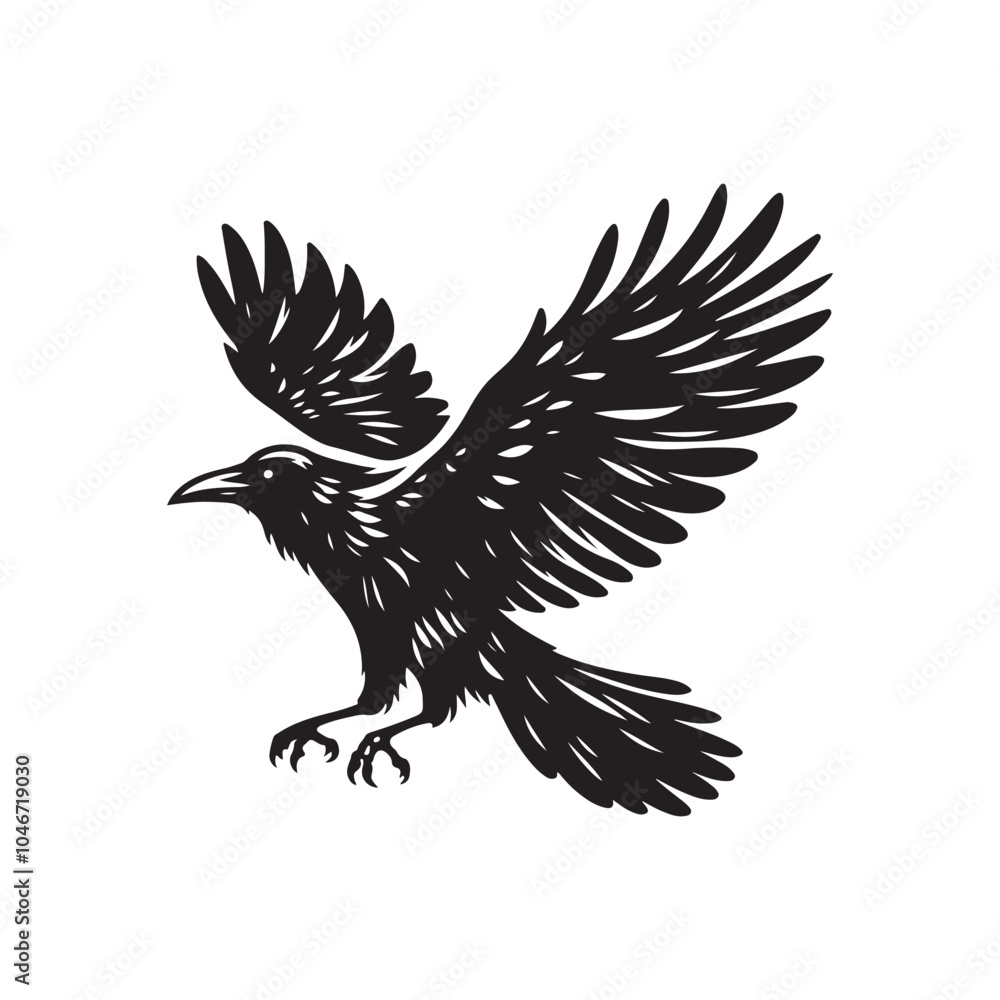 Fototapeta premium Crow and Raven Bird Silhouette Vector Illustration.