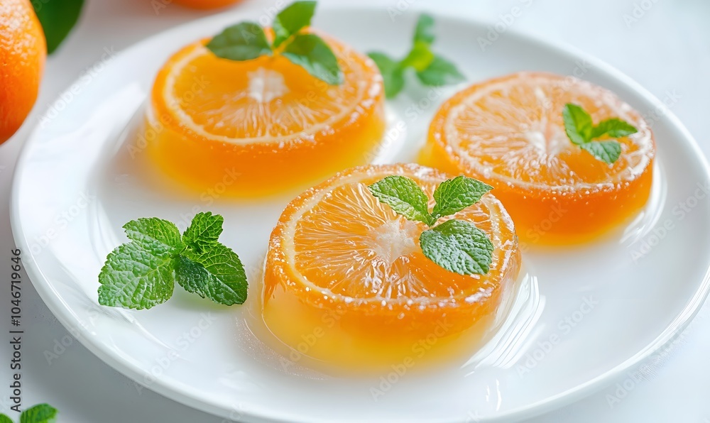 Delicious sweet tangerine jelly dessert, Generative AI Delicious sweet tangerine jelly dessert, Generative AI