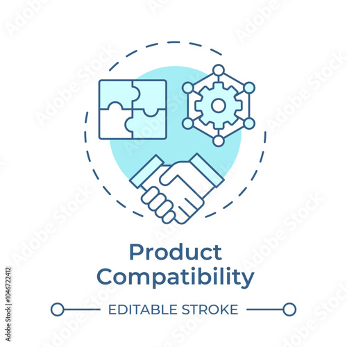 Product compatibility soft blue concept icon. Reverse engineering usage. System interoperability. Round shape line illustration. Abstract idea. Graphic design. Easy to use in article