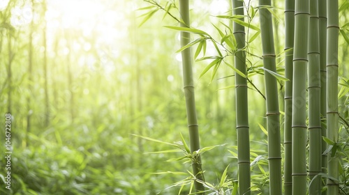 Bamboo Forest with Natural Light and Greenery