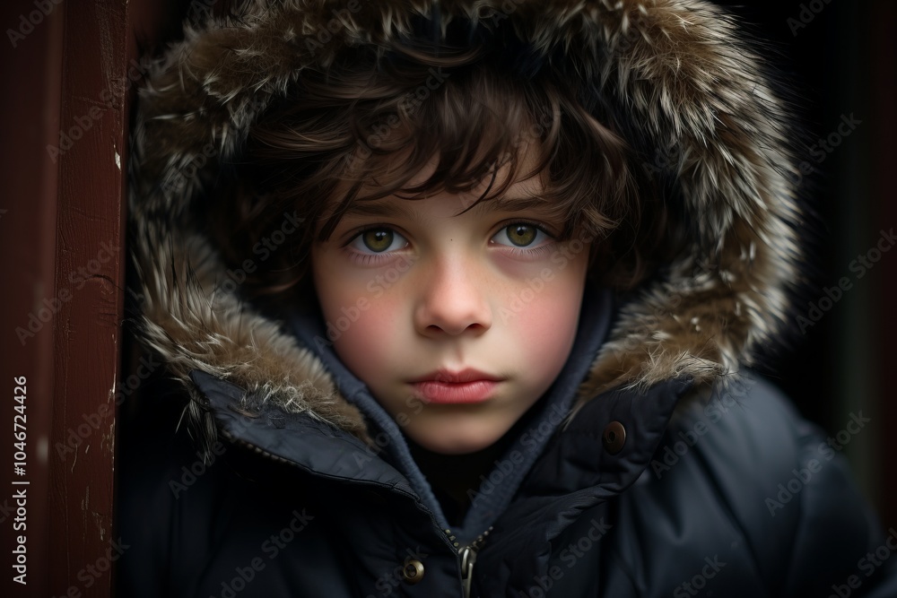 Portrait of a boy in a winter coat. Close-up. Portrait of a boy in a winter coat. Close-up.