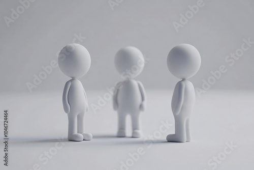 Group of 3D figures of men on a white background, symbolizing teamwork and leadership.