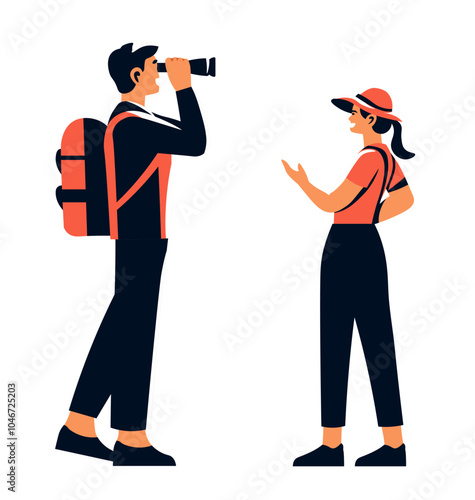 Hiking couple with outdoor gear