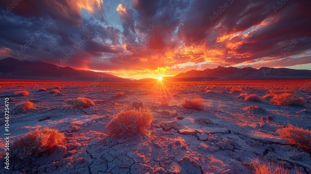 Fototapeta premium Sunset Over a Desert Landscape