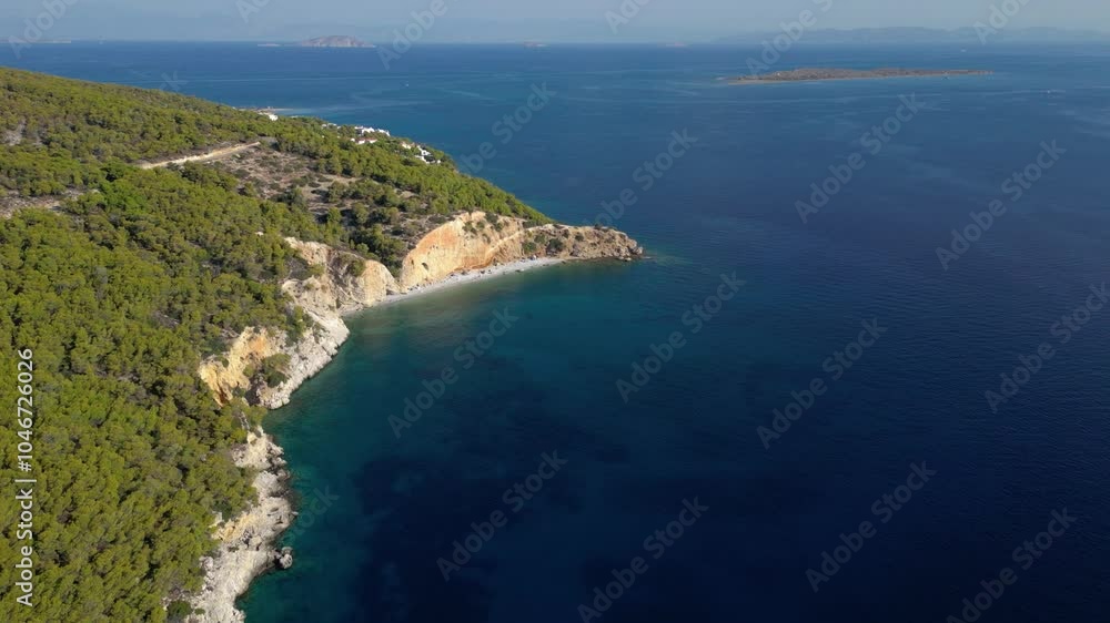 Beautiful drone flight over Agistri Island near Athens, Greece Beautiful drone flight over Agistri Island near Athens, Greece