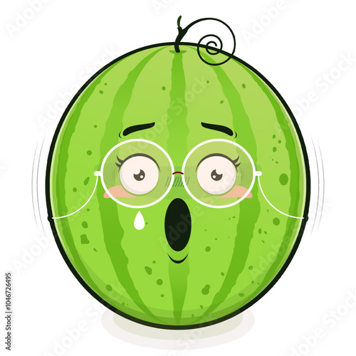 watermelon scared face cartoon cute