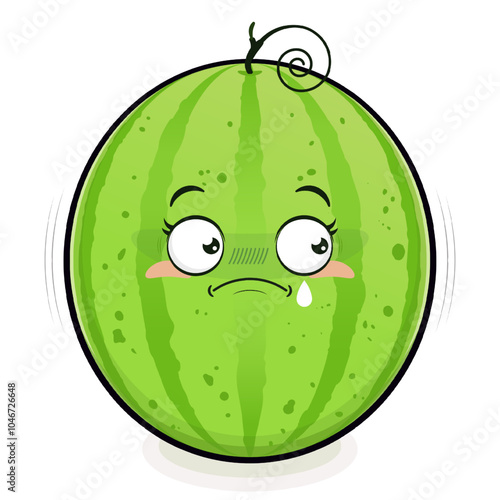 watermelon scared face cartoon cute