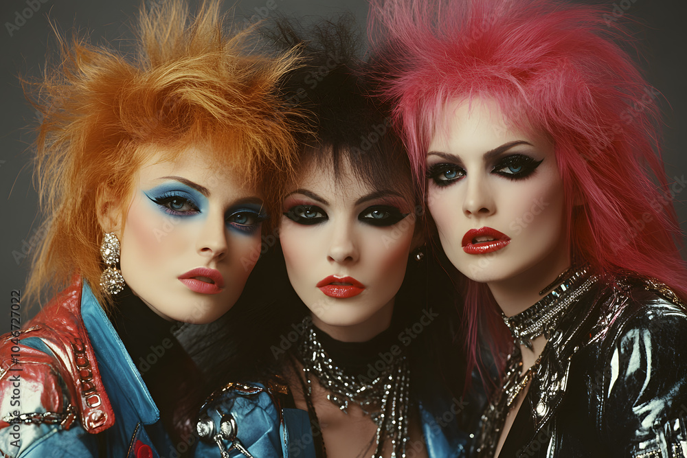 Glam rock band portrait in the 1980s Glam rock band portrait in the 1980s