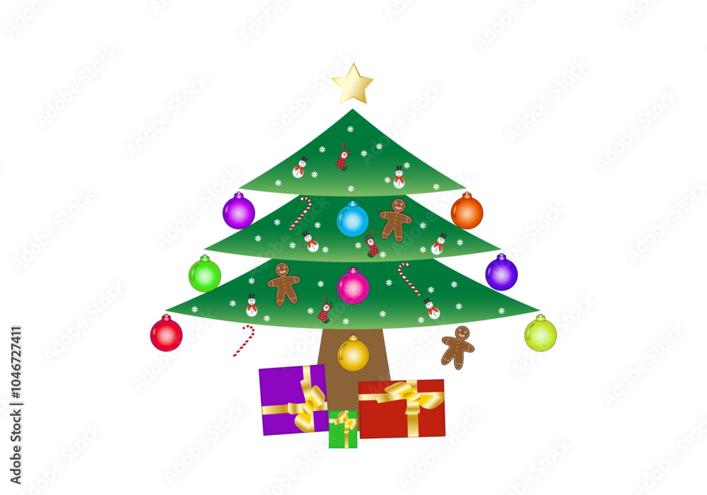 Naklejka premium Árbol de Navidad decorado. Concepto de Navidad. Christmas