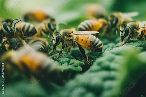 A close-up of beneficial insects in a regenerative farm, where biodiversity helps manage pests without the need for chemical pesticides. photo