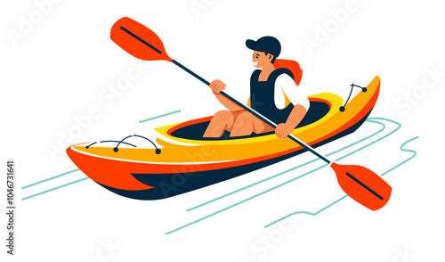 Man Kayaking On Open Water