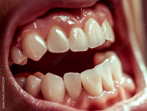 A close-up of teeth biting down hard, jaw muscles straining, showing the physical tension that comes with barely controlled anger.