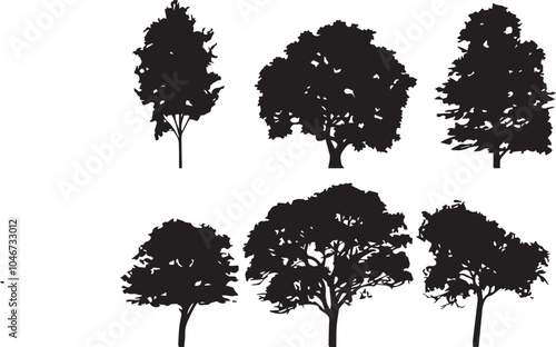 Set Trees. Hand drawn vector illustration	