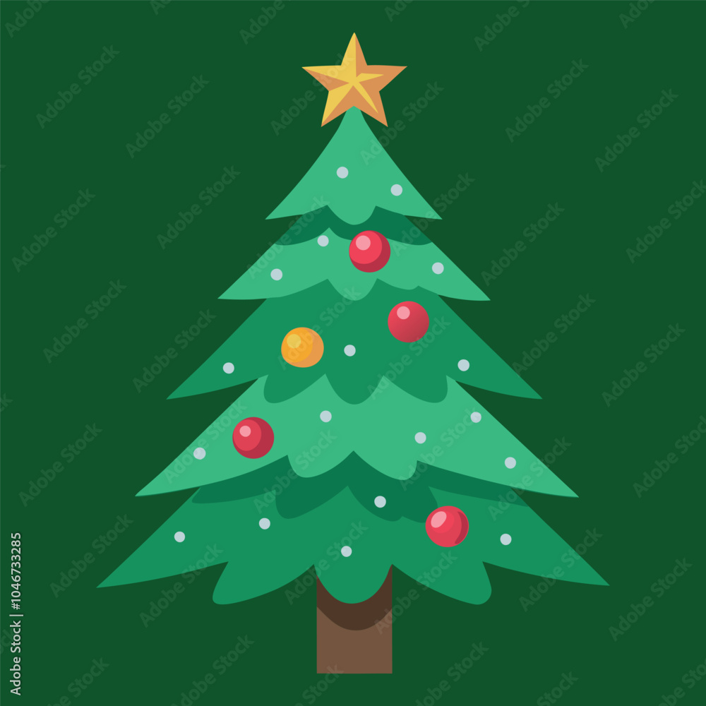 Decorated Christmas tree. Flat vector illustration Decorated Christmas tree. Flat vector illustration