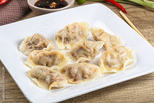 Asian steamed dumplings with meat