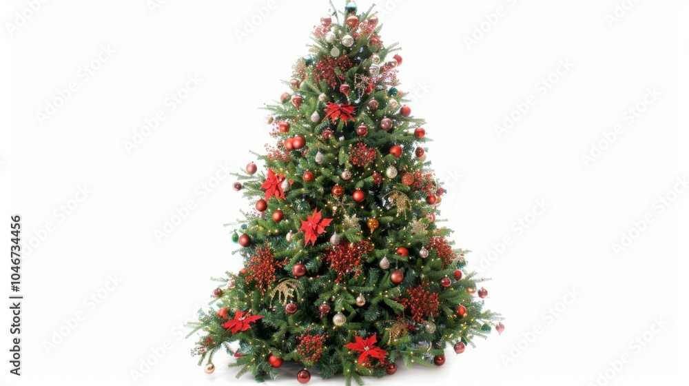 Festive Light: A giant Christmas tree, decorated with balls and bokeh lights under a giant Christmas tree Festive Light: A giant Christmas tree, decorated with balls and bokeh lights under a giant Christmas tree