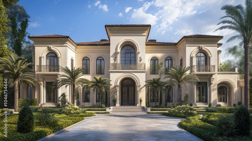 Beautiful estate with a grand facade. Beautiful estate with a grand facade.