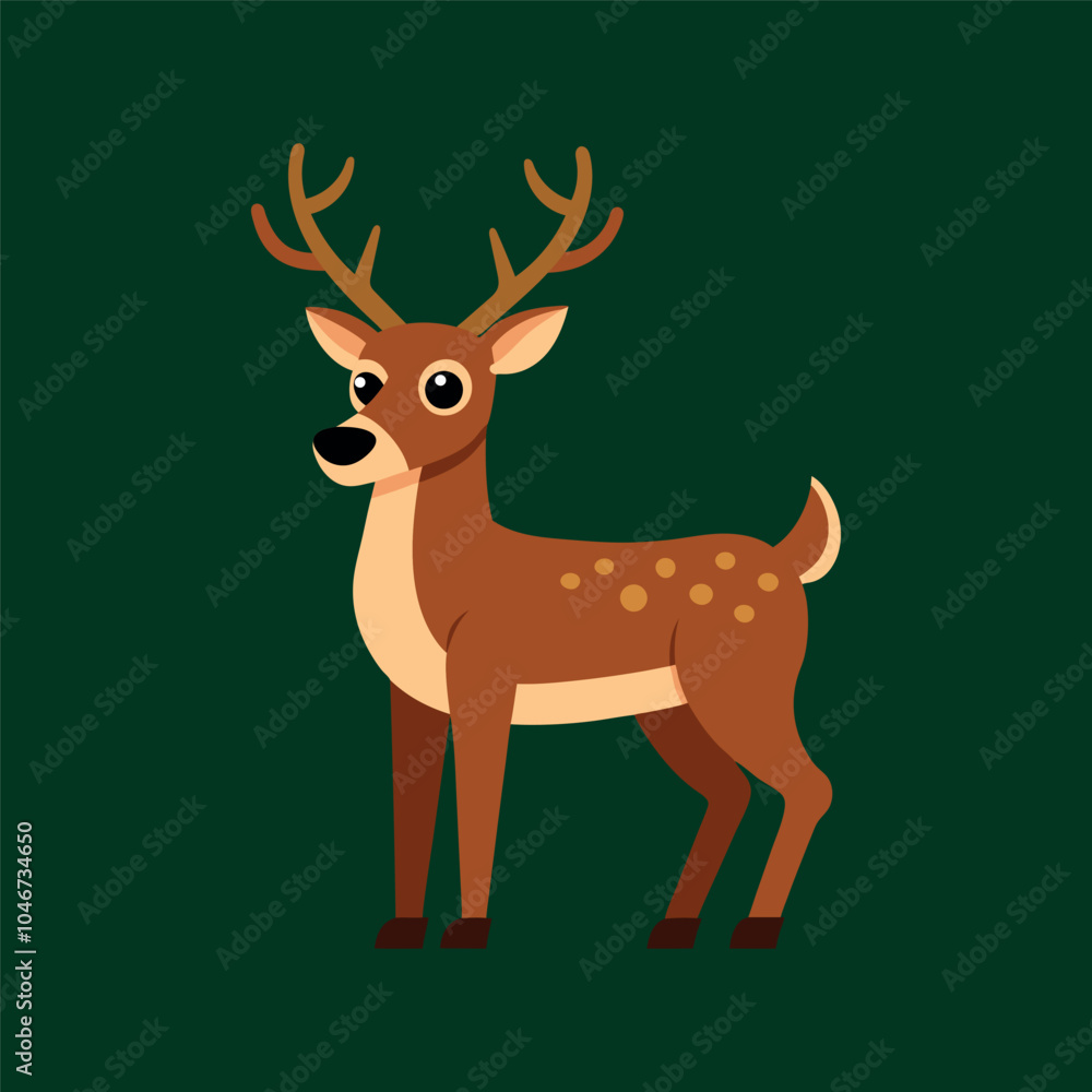 Vector illustration of deer, animal in flat style. Wild animals, Christmas deer, wildlife concept. Vector illustration Vector illustration of deer, animal in flat style. Wild animals, Christmas deer, wildlife concept. Vector illustration
