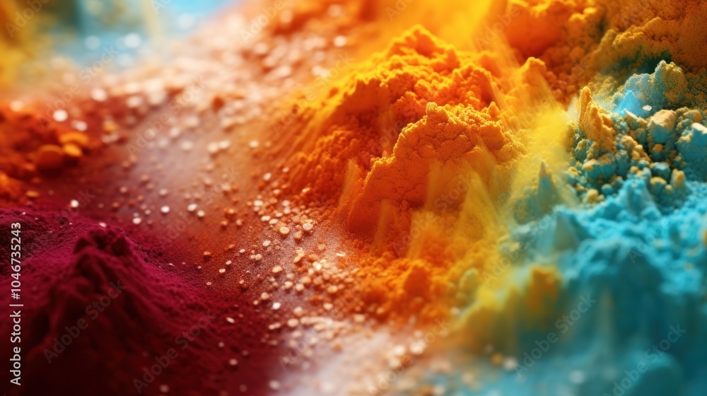 Close-up of small, colorful grains of sand. Close-up of small, colorful grains of sand.