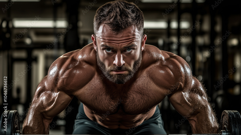 Strong Man Lifting Weights at the Gym Strong Man Lifting Weights at the Gym