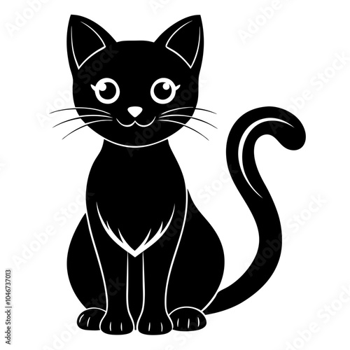 black and white cat vector