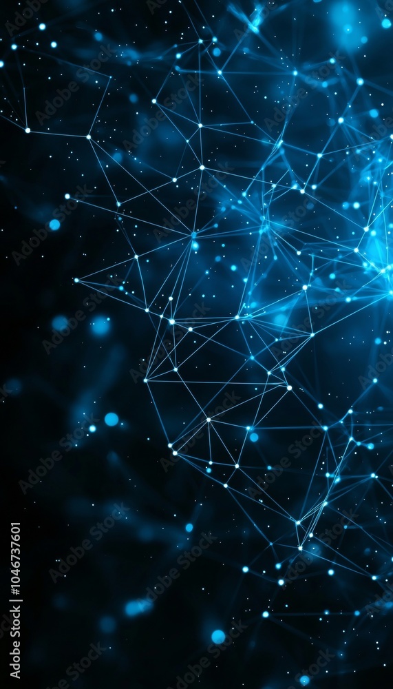 Fototapeta premium Abstract Futuristic Blue Network Connection, Digital Technology Background, 3D Rendering
