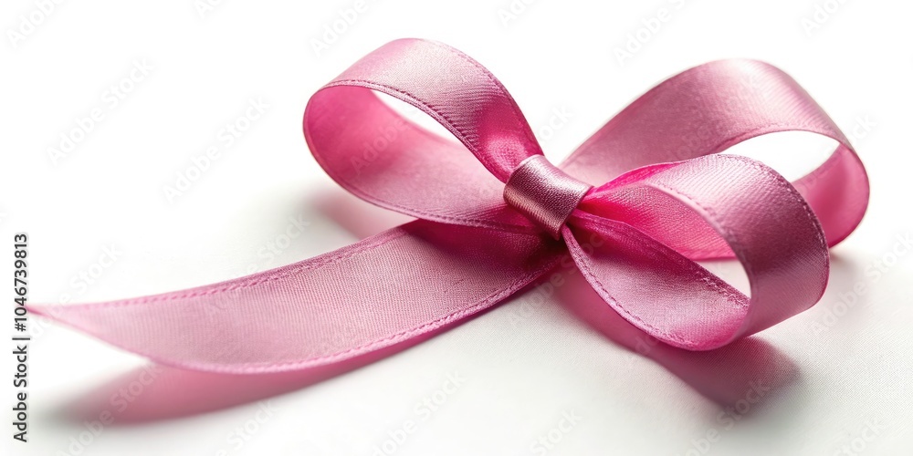Pink Ribbon Night Photography in Coquette Fashion Style on White Background Pink Ribbon Night Photography in Coquette Fashion Style on White Background