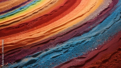 Close-up of small, colorful grains of sand.