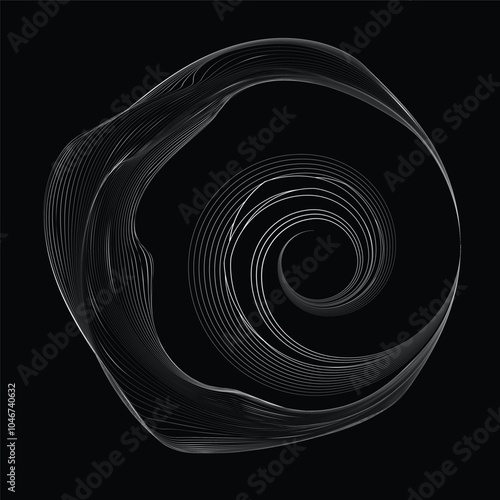 Many thin Lines in Spiral Form for comic books . Vortex Vector Illustration . Swirly spiral Logo . Spiral Design element . Abstract swirl icon . Twirl lines