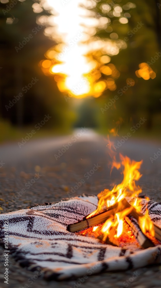 Tranquil Evening by the Campfire Embracing Nature's Warmth at Sunset Tranquil Evening by the Campfire Embracing Nature's Warmth at Sunset