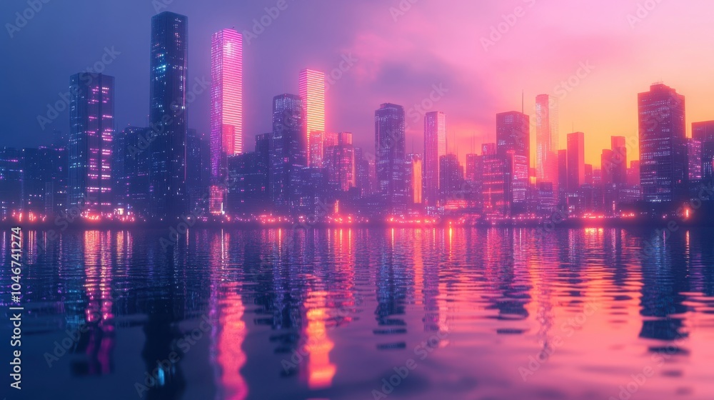 Fototapeta premium The Vibrant City at Dusk