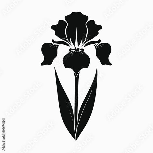 A black and white silhouette of a stylized flower