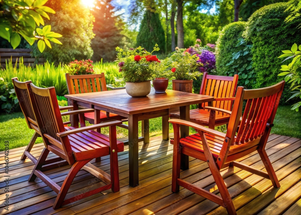 Revitalizing Outdoor Spaces: The Art of Oil Treatment for Wooden Patio Furniture in Warm Brown Tones for a Lush, Inviting Atmosphere