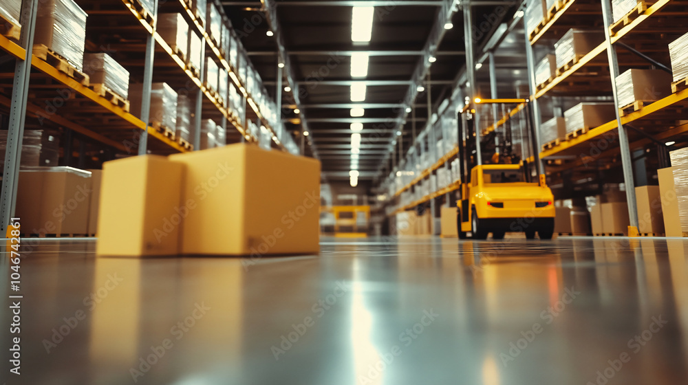 Logistics Distribution and Forklift in a Warehouse. Logistics Distribution and Forklift in a Warehouse.
