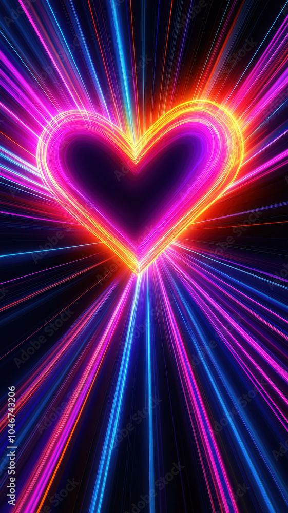 Neon heart with high-speed motion blur Neon heart with high-speed motion blur