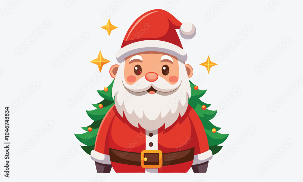 Fototapeta premium Christmas Day, Santa vector design white background illustration Generative Ai