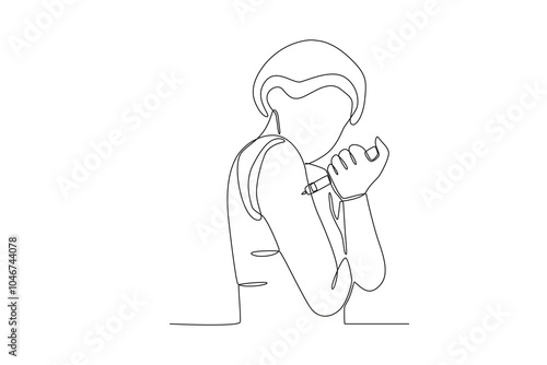 Continuous one line drawing of Woman injecting insulin, International diabetes day
