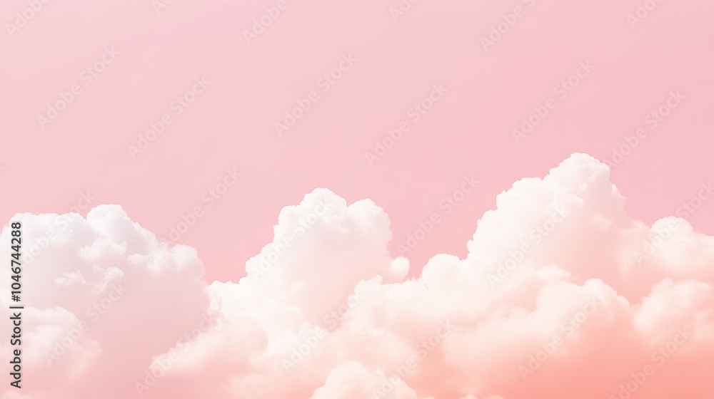 Photo of, Pink background with soft pastel clouds and sky for design, banner template Photo of, Pink background with soft pastel clouds and sky for design, banner template