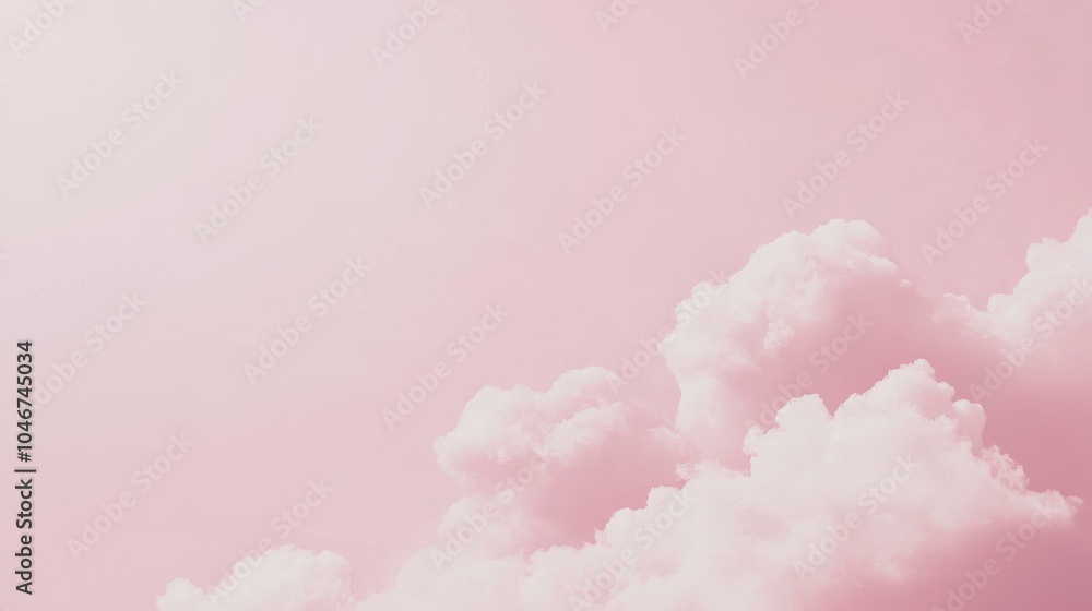 Photo of, Pink background with soft pastel colored clouds for design, banner template Photo of, Pink background with soft pastel colored clouds for design, banner template