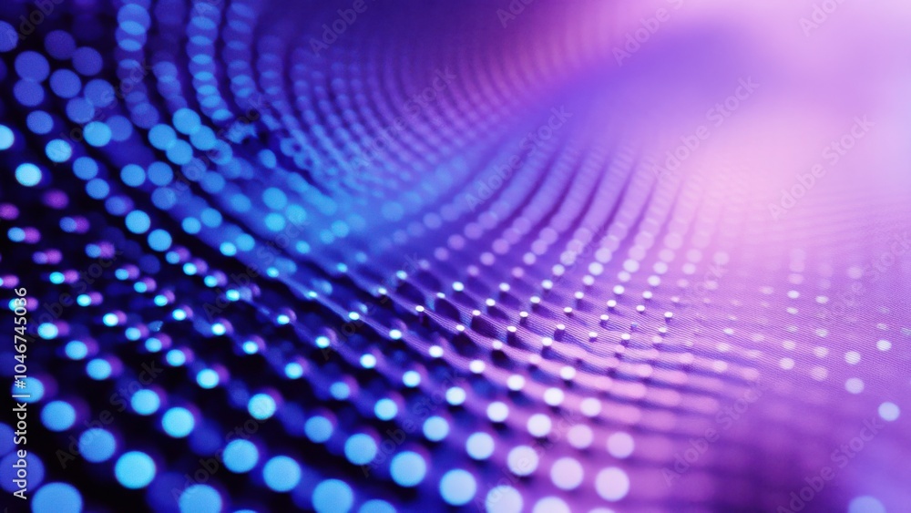 abstract gradient grid of purple and blue dots with 3d depth effect, dynamic digital background with futuristic light particles and soft bokeh abstract gradient grid of purple and blue dots with 3d depth effect, dynamic digital background with futuristic light particles and soft bokeh