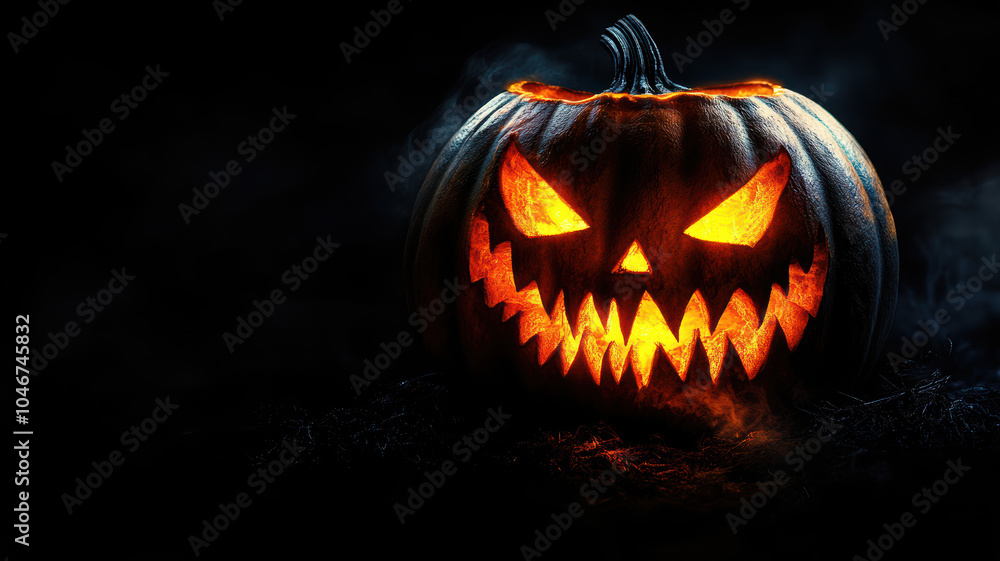 Fototapeta premium Halloween Horror Pumpkin with Fangs