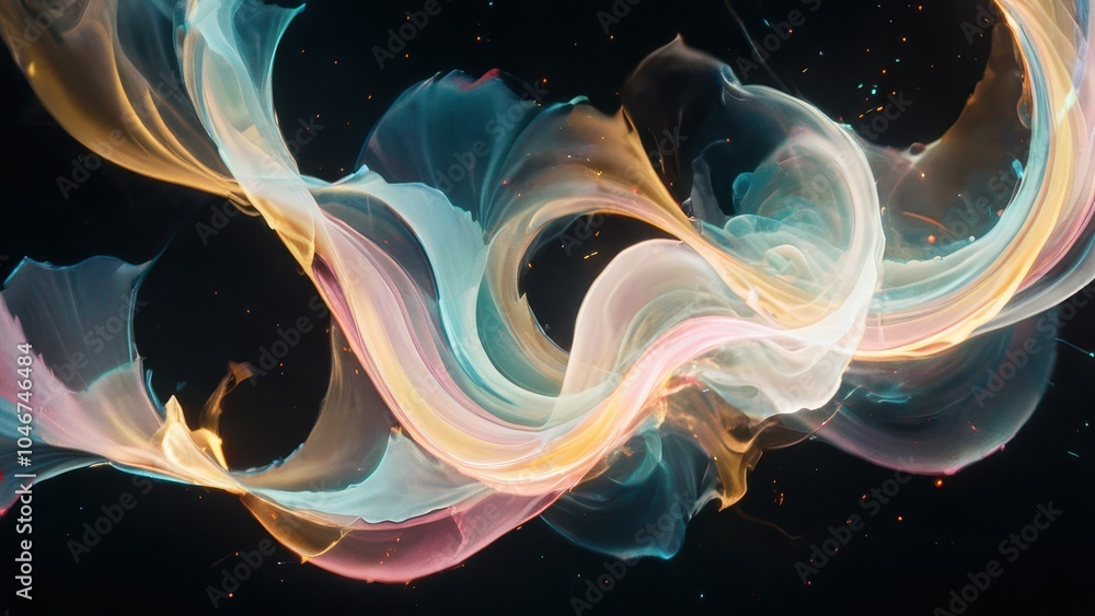 Obraz premium Abstract colorful swirls of light and smoke blend together in this mesmerizing digital artwork, perfect for backgrounds and creative projects