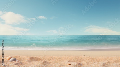 Wide shot of a sandy beach covered in small, colorful grains of sand and pebbles.