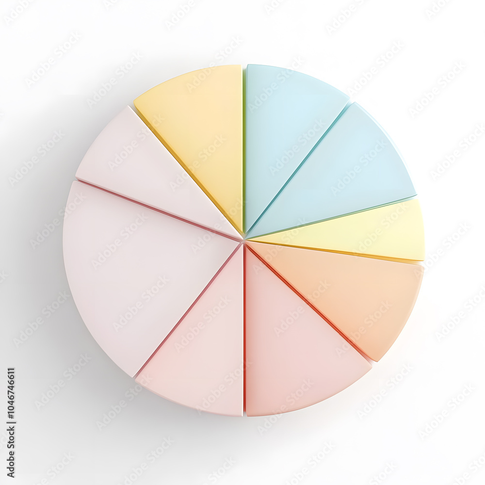 Obraz premium Top view 3d pie chart isolated on white