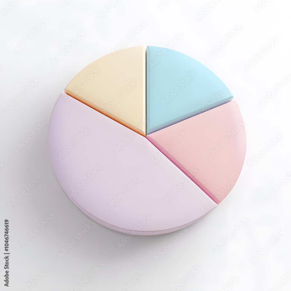 Fototapeta premium Top view 3d pie chart isolated on white