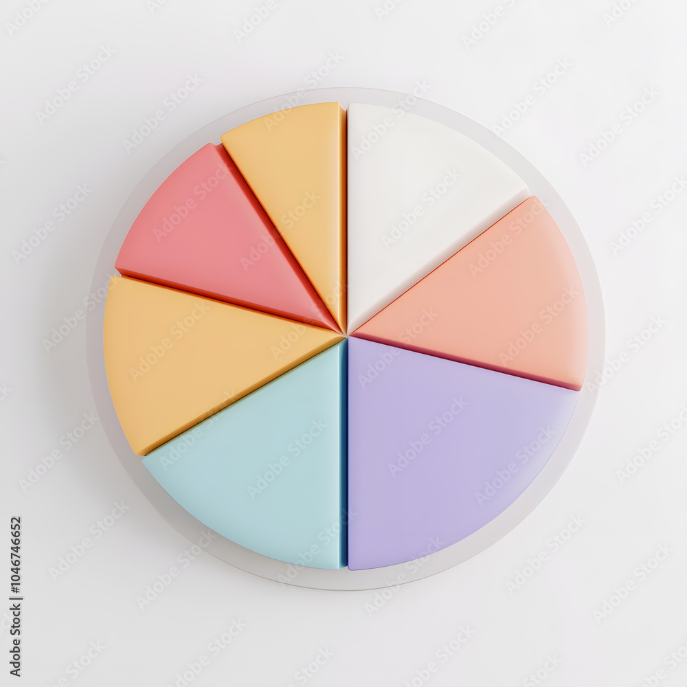 Fototapeta premium Top view 3d pie chart isolated on white