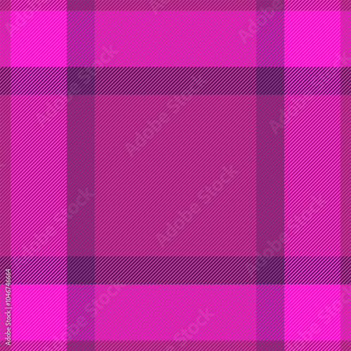 Tough texture plaid tartan, bandanna vector fabric textile. Fancy background seamless pattern check in pink and purple colors.