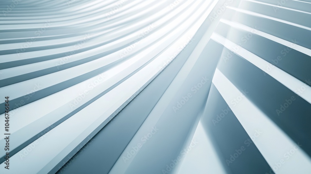 Abstract curved modern design with light and shadow patterns in shades of blue and white