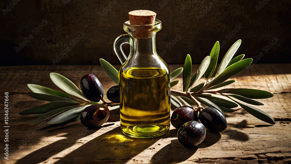 Olive oil and twig Olive oil and twig